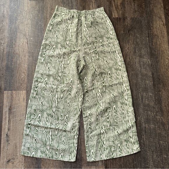 C/MEO COLLECTIVE green and white Arbor button fly wide leg pants 4 - Picture 8 of 10